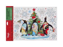 Оконное украшение ВЕСЕЛЫЕ ПИНГВИНЫ (ПВХ, декор. глиттер) с раскраской 30*38 см 88369