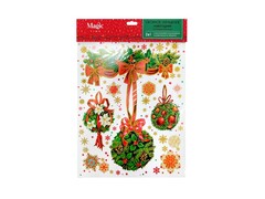 54343 [88350]Оконное украшение ЗИМНИЙ ОРНАМЕНТ (ПВХ, декор. глиттер) с раскраской 30*38 см 88350