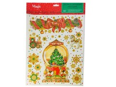 Оконное украшение КАРУСЕЛЬ (ПВХ, декор. глиттер) с раскраской 30*38 см 88347