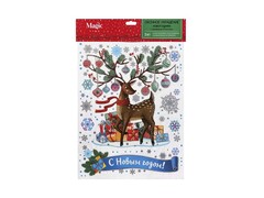 Оконное украшение МИЛЫЙ ОЛЕНЬ (ПВХ, декор. глиттер) с раскраской 30*38 см 88361