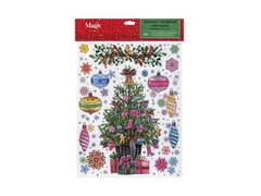 Оконное украшение НАРЯДНАЯ ЕЛОЧКА (ПВХ, декор. глиттер) с раскраской 30*38 см 88359