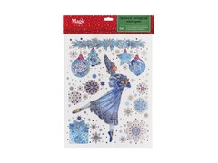 Оконное украшение СНЕГУРОЧКА (ПВХ, декор. глиттер) с раскраской 30*38 см 88368