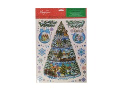 Оконное украшение БОЛЬШАЯ ЕЛОЧКА (ПВХ, декор. глиттер) с раскраской 30*38 см 86040