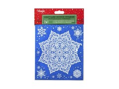 Оконное украшение БОЛЬШАЯ СНЕЖИНКА (ПВХ, декор. глиттер) с раскраской 15,5*17,5см 88314