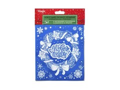 Оконное украшение ВЕНОК С БАНТИКАМИ (ПВХ, декор. глиттер) с раскраской 15,5*17,5см 88309