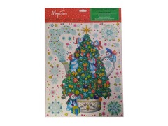 Оконное украшение ЕЛОЧКА И СНЕГОВИЧКИ (ПВХ, декор. глиттер) с раскраской 30*38 см 86047