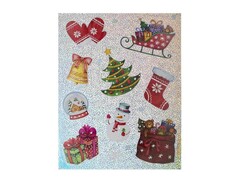 Оконное украшение НОВОГОДНИЕ КАРТИНКИ (ПВХ, декор. глиттер) с раскраской 30*38 см 78092