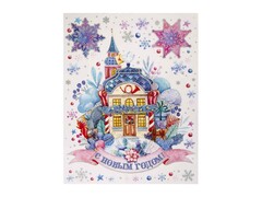 Оконное украшение СКАЗКА (ПВХ, декор. глиттер) с раскраской 30*38 см 80047