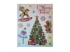 Оконное украшение СКАЗОЧНЫЕ ГЕРОИ (ПВХ, декор. глиттер) с раскраской 30*38 см 78093