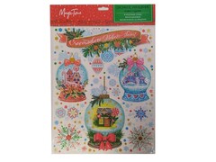 Оконное украшение СЧАСТЛИВОГО НОВОГО ГОДА! (ПВХ, декор. глиттер) с раскраской 30*38 см 86049