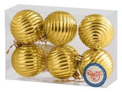 54483 [80666]Набор ШАРЫ ЗОЛОТАЯ ВОЛНА из полистирола 6 см (6шт/уп) 80666