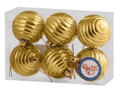54484 [80671]Набор ШАРЫ ЗОЛОТЫЕ КОЛЬЦА из полистирола 6 см (6шт/уп) 80671
