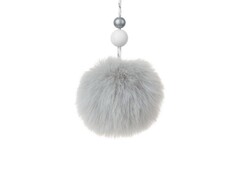 Подвеска елочная СЕРЫЙ ШАРИК из меха 8см 89509