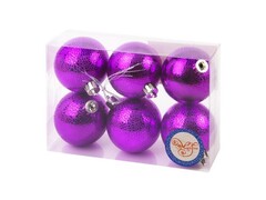 54504 [76041]Набор ШАРЫ МЕРЦАНИЕ ФУКСИЯ из полистирола 6 см (6шт/уп) 76041