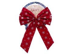 54516 [82331]Елочный БАНТ КРАСНЫЙ с серебряными звездами 17*21см 82331