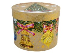 Коробка одинарная «ЕЛКА С КОЛОКОЛЬЧИКАМИ» 18*18*14см 78457