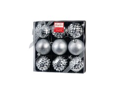 55088 [88776]Набор ШАРЫ СЕРЕБРЯНЫЕ из полистирола 6 см (9шт/уп) 88776