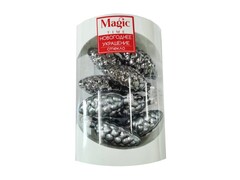 Набор подвесок СЕРЕБРЯНЫЕ ШИШКИ из стекла 5 см (8шт/уп) 89672