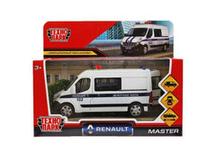 Технопарк. Машина "RENAULT MASTER" ПОЛИЦИЯ металл. инерц. 12 см (открыв. двери, багажник) белый