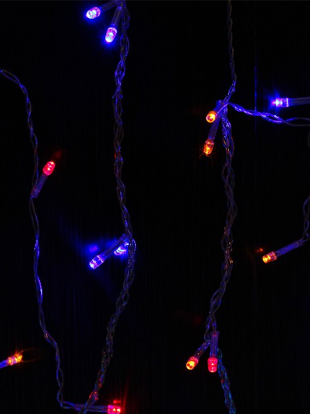 Гирлянда ЗАНАВЕС 3*1 м, 200 разноцветных ламп, прозрачная нить, 8 режимов НУ-1018