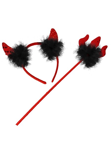 Купить оптом Маскарадный набор «ДЬЯВОЛЕНОК» (ободок, палочка) 18*45см КРК-5760 в Луганске