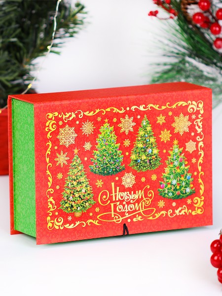 Купить оптом Коробка-книга «ЕЛОЧКИ. С НОВЫМ ГОДОМ!» 13,5*20*6 см КК-2378 в Луганске