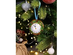 55629 [НУ-8982]Подвеска елочная шар "Куранты" металл. с предсказаниями 6,8 см НУ-8982