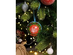 55630 [НУ-8983]Подвеска елочная шар "Новогодний фонарь" металл. с предсказаниями 6,8 см НУ-8983