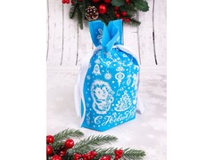 Мешочек для подарков «ЗВЕРЯТА» с затяжным шнурком 36*24см голубой НУ-1423