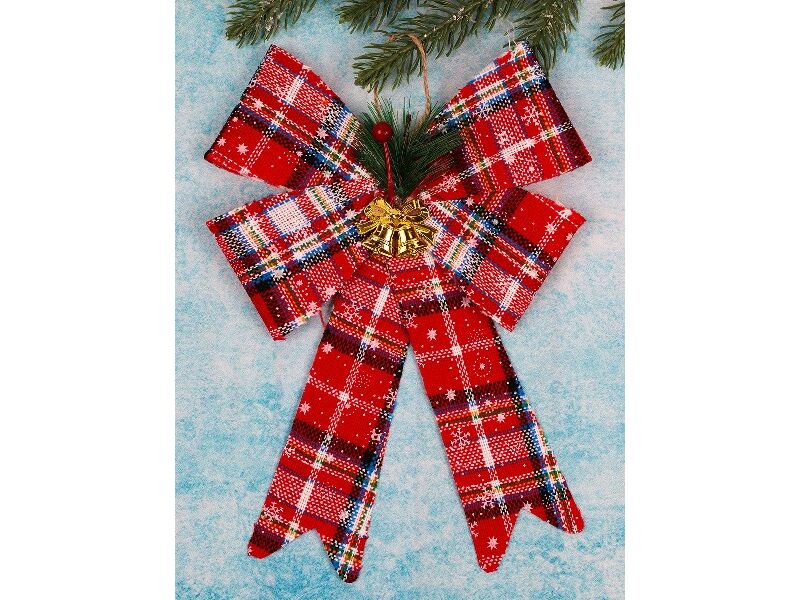 Купить оптом Елочный бант «Новогодний» 23 см белый НУ-2109 в Луганске