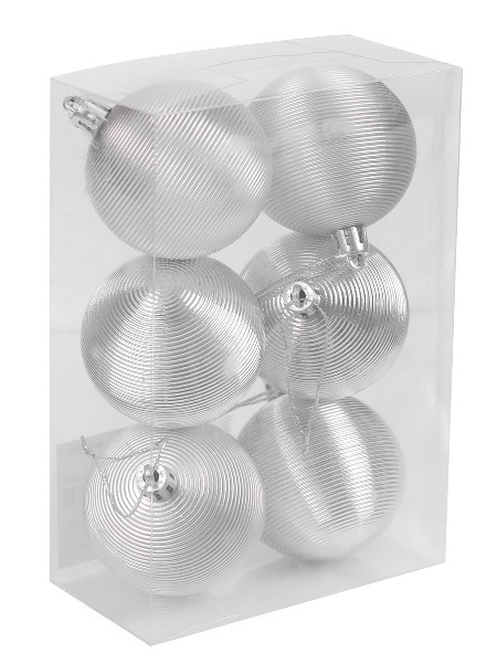 Купить оптом Набор ёлочных серебряных шаров «Серебряная спираль» 6 см 6 шт НУ-5364 в Луганске