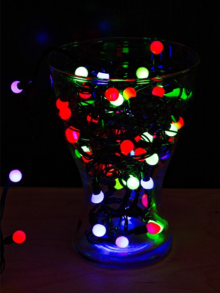 Гирлянда метражная «ШАРИКИ» 9 м, 100 неоновых разноцветных ламп, темная нить НУ-1005