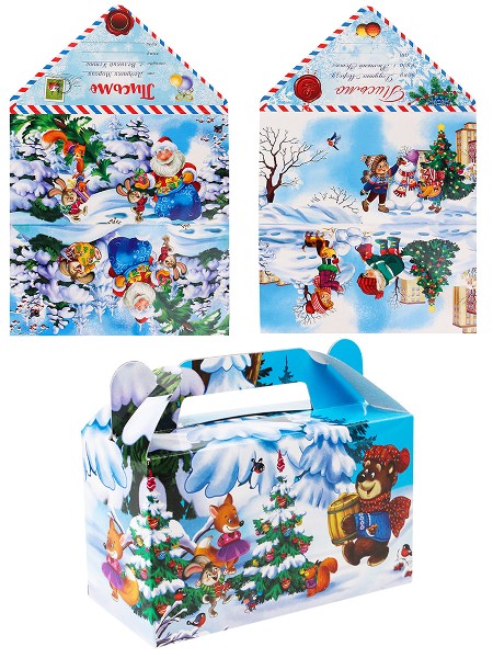 Купить оптом Новогодний набор (письмо ДМ, письмо от ДМ, коробка-сундучок 500г) ПД-1126 в Луганске