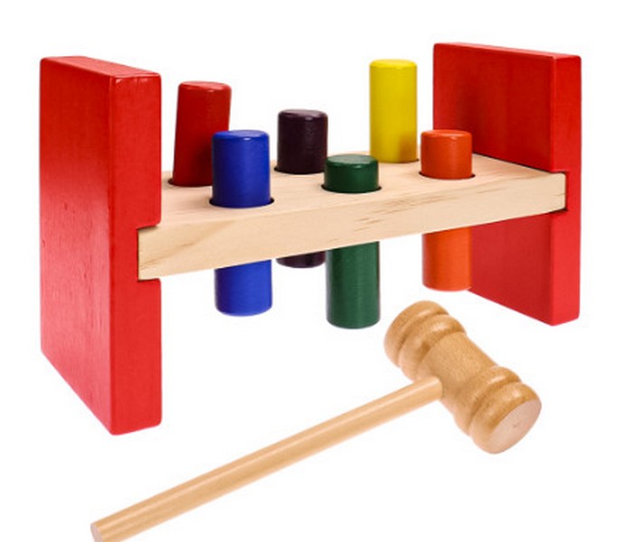 Стучалка с молоточком деревянная 19*11*8 см в кор. ИД-5888