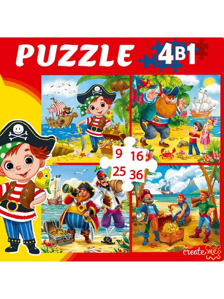 Купить оптом ПАЗЛЫ 4 в 1. ПРИКЛЮЧЕНИЯ ПИРАТОВ (9, 16, 25, 36 эл.) в Луганске