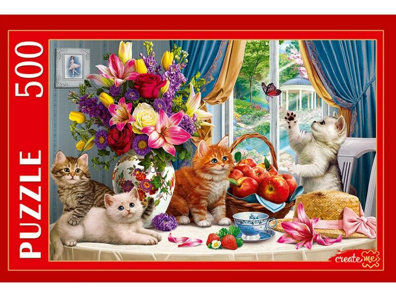 ПАЗЛЫ 500 элементов. ПУШИСТЫЕ КОТЯТА В ГОСТИНОЙ