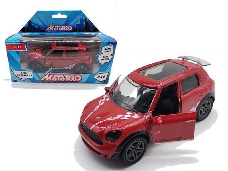 Motorro. Машина металл. Mini Cooper 1:34 инерц. (откр. двери, свет, звук)