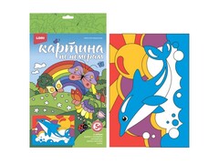 Картина на картоне с красками 20х28,5 см по номерам. РАДОСТНЫЙ ДЕЛЬФИН