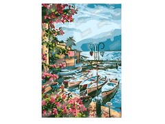 Картина на картоне с красками 20х28,5 см по номерам. ОЗЕРО ГАРДА