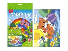 Картина на картоне с красками 20*28,5 см по номерам. РАДОСТНЫЙ КОТЕНОК