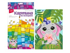 Картина на картоне с красками 20*28,5 см по номерам. СОЛНЕЧНЫЙ СЛОНИК