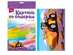 Картина на картоне с красками 20х28,5 см по номерам. СИЛОВОЙ ТРАКТОР