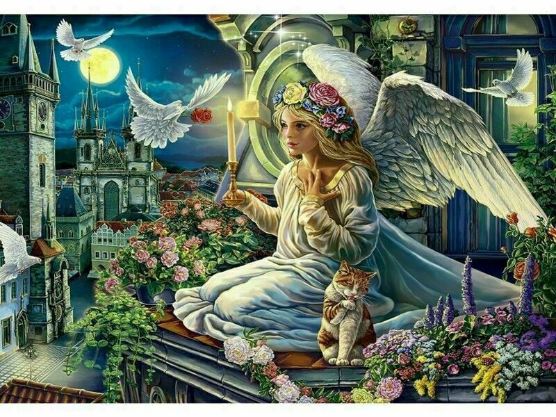 Холст с красками 40х50 см по номерам. НОЧНОЙ АНГЕЛ