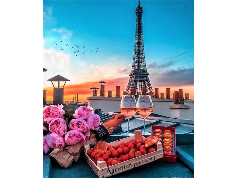 Холст с красками 40х50 см по номерам. ВЕЧЕР В ПАРИЖЕ
