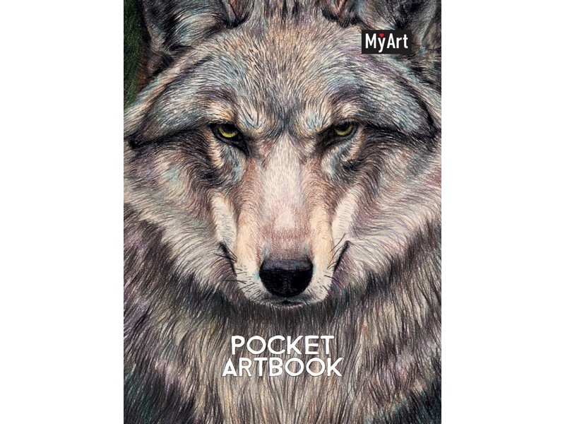 MyArt. Скетчбук 100*138 мм 80 л ВОЛК (отрыв. блок, глян. лам.)
