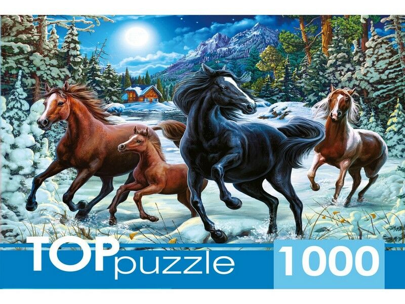 TOPpuzzle ПАЗЛЫ 1000 элементов. ЗИМНИЕ ЛОШАДИ