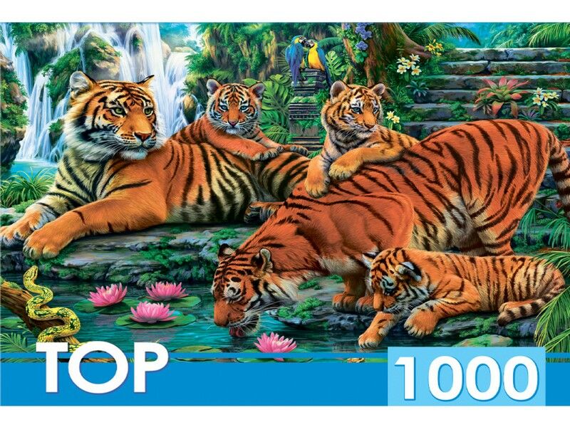 TOPpuzzle ПАЗЛЫ 1000 элементов. СЕМЕЙСТВО ТИГРОВ