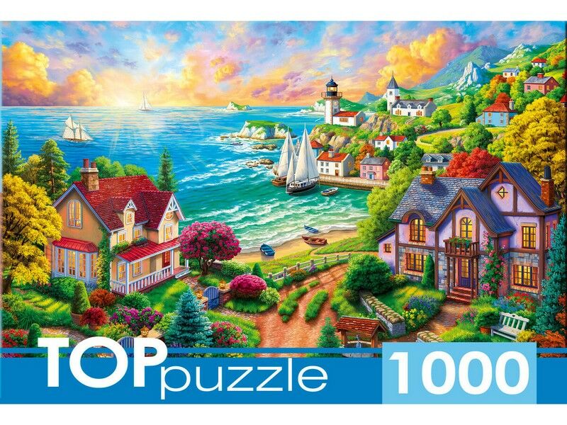 TOPpuzzle ПАЗЛЫ 1000 элементов. ДЕРЕВНЯ У МОРЯ