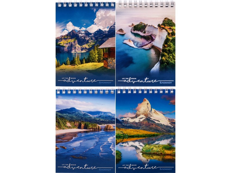 БЛОКНОТ А6 40л. клетка «ГОРНЫЙ ОТДЫХ» (гребень, цвет. мелов. обл., офсет)