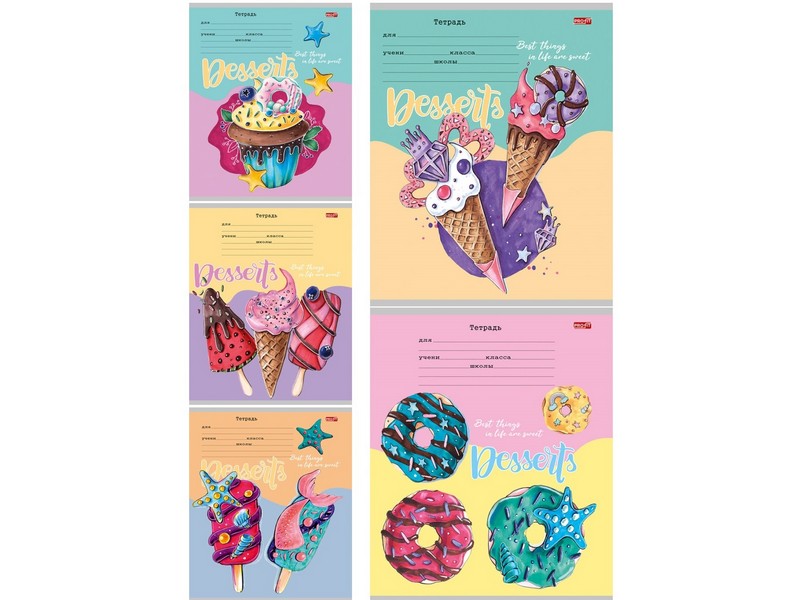 Тетрадь 18 л КЛЕТКА "НЕВЕРОЯТНЫЕ СЛАДОСТИ-1" (мелов. картон, офсет)